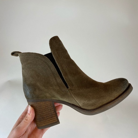Hunter Green Suede Bootie Heels - Picture 7 of 7